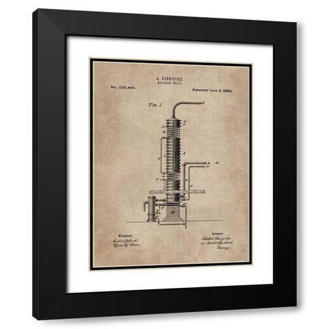 Patent Document of an Alcohol Still Black Modern Wood Framed Art Print with Double Matting by CAG
