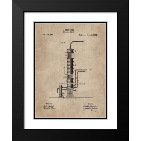 Patent Document of an Alcohol Still Black Modern Wood Framed Art Print with Double Matting by CAG