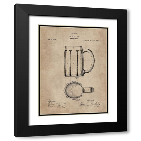 Patent Document of a Beer Mug Black Modern Wood Framed Art Print with Double Matting by CAG