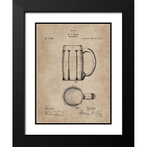 Patent Document of a Beer Mug Black Modern Wood Framed Art Print with Double Matting by CAG