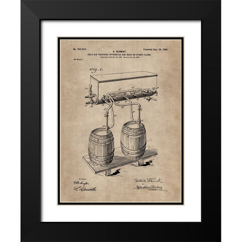 Patent Document of a Cold Air Pressure Apparatus for Beer Black Modern Wood Framed Art Print with Double Matting by CAG