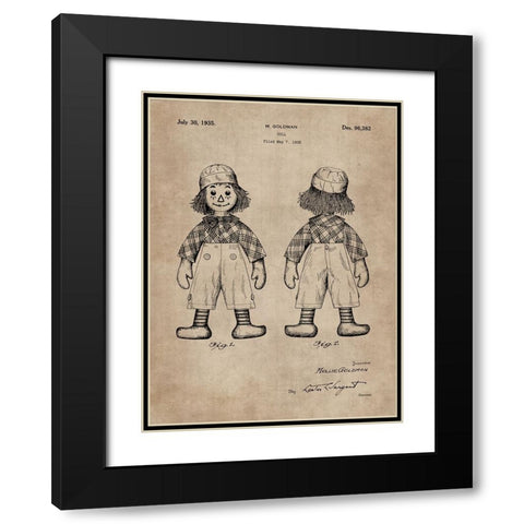 Patent Document of a Doll Black Modern Wood Framed Art Print with Double Matting by CAG
