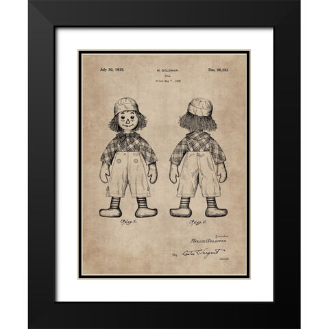 Patent Document of a Doll Black Modern Wood Framed Art Print with Double Matting by CAG