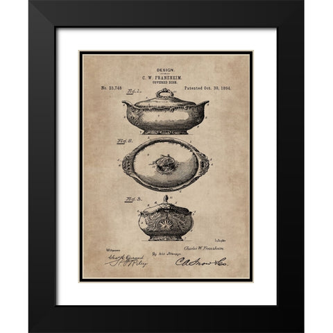 Patent Document of a Covered Dish Black Modern Wood Framed Art Print with Double Matting by CAG