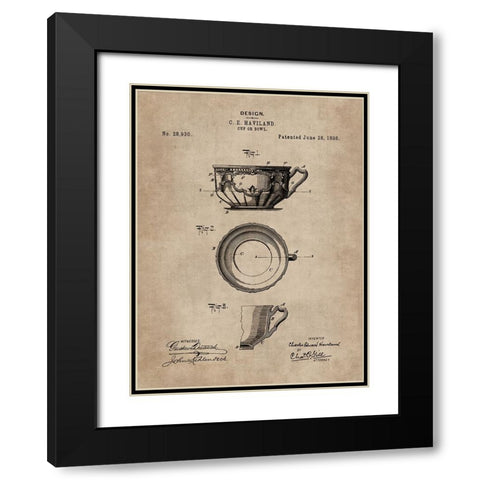 Patent Document of a Cup or Bowl Black Modern Wood Framed Art Print with Double Matting by CAG
