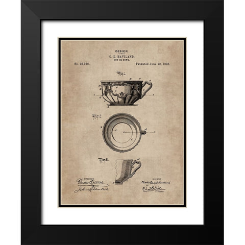 Patent Document of a Cup or Bowl Black Modern Wood Framed Art Print with Double Matting by CAG