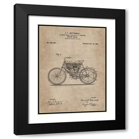 Patent Document of a Motor Cycle Black Modern Wood Framed Art Print with Double Matting by CAG