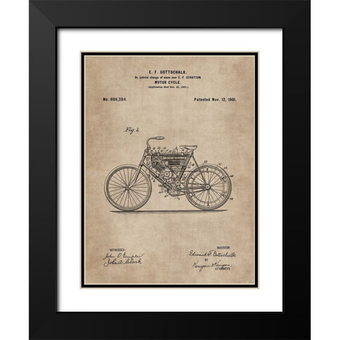 Patent Document of a Motor Cycle Black Modern Wood Framed Art Print with Double Matting by CAG