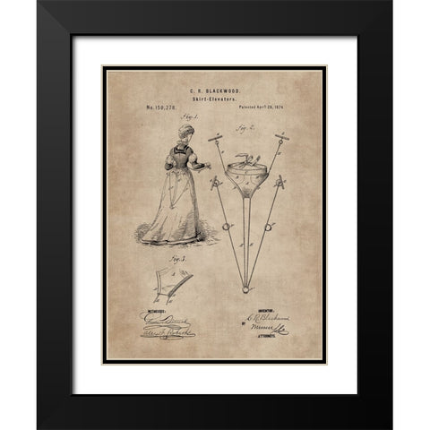 Patent Document of a Skirt Elevator Black Modern Wood Framed Art Print with Double Matting by CAG