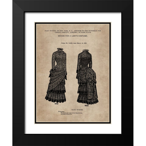 Patent Document of a Ladys Costume Black Modern Wood Framed Art Print with Double Matting by CAG