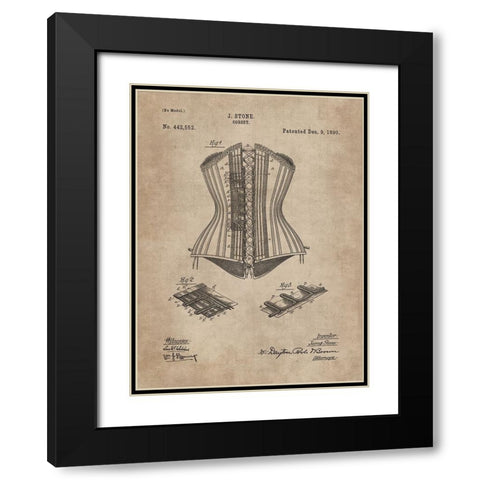 Patent Document of a Corset Black Modern Wood Framed Art Print with Double Matting by CAG