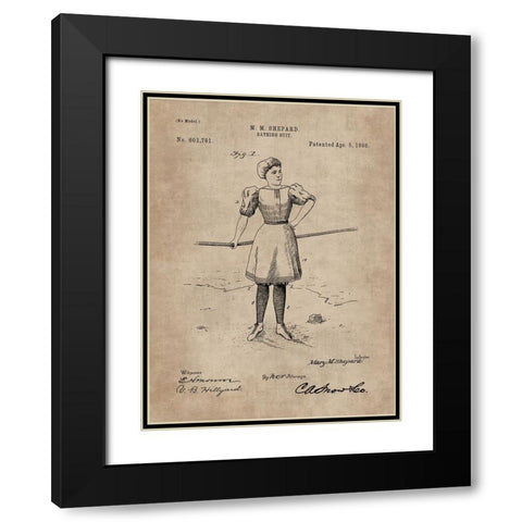 Patent Document of a Bathing Suit Black Modern Wood Framed Art Print with Double Matting by CAG