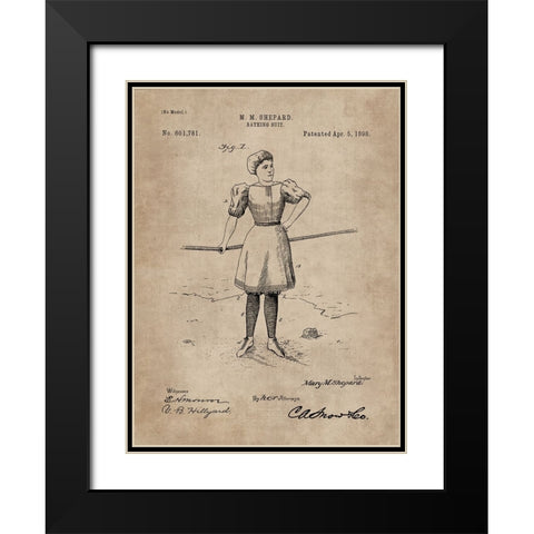 Patent Document of a Bathing Suit Black Modern Wood Framed Art Print with Double Matting by CAG