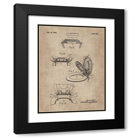 Patent Document of a Toilet Seat And Cover Black Modern Wood Framed Art Print with Double Matting by CAG