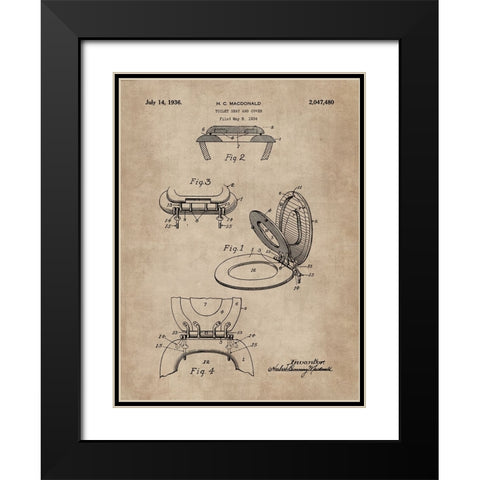 Patent Document of a Toilet Seat And Cover Black Modern Wood Framed Art Print with Double Matting by CAG