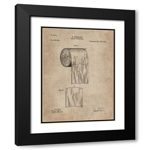 Patent Document of a Toilet Paper Roll Black Modern Wood Framed Art Print with Double Matting by CAG