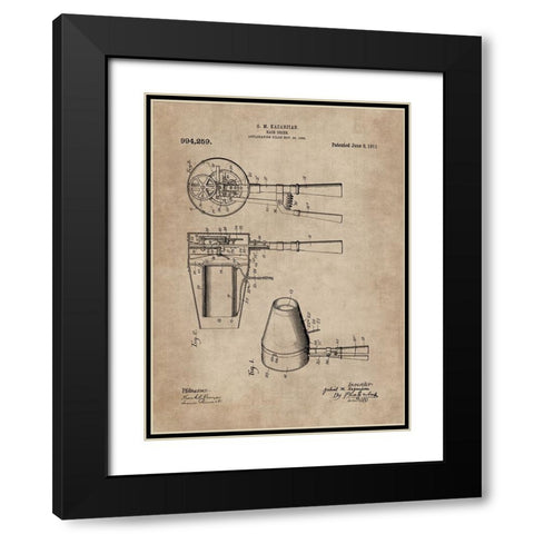 Patent Document of a Hair Dryer Black Modern Wood Framed Art Print with Double Matting by CAG
