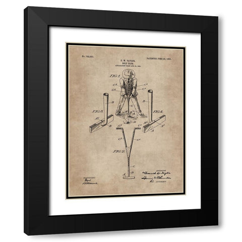 Patent Document of a Golf Club Black Modern Wood Framed Art Print with Double Matting by CAG