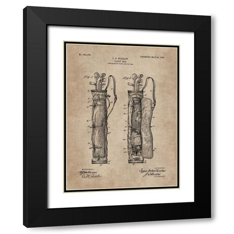 Patent Document of a Caddy Bag Black Modern Wood Framed Art Print with Double Matting by CAG