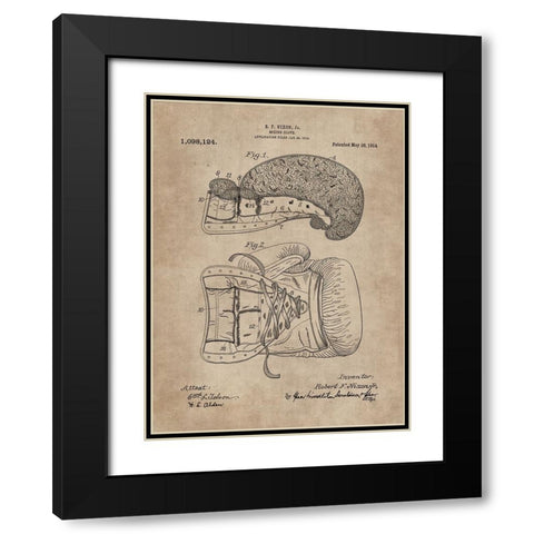 Patent Document of a Boxing Glove Black Modern Wood Framed Art Print with Double Matting by CAG