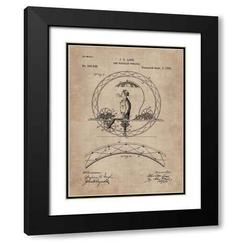 Patent Document of a One Wheeled Vehicle Black Modern Wood Framed Art Print with Double Matting by CAG