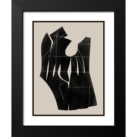 Stitch II Black Modern Wood Framed Art Print with Double Matting by CAG