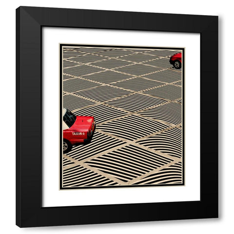 Taxi Black Modern Wood Framed Art Print with Double Matting by Wonder, Howie