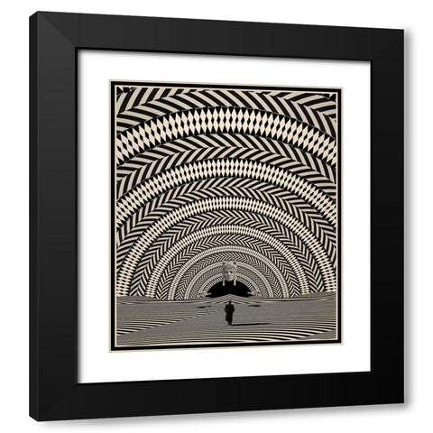Rings Black Modern Wood Framed Art Print with Double Matting by Wonder, Howie