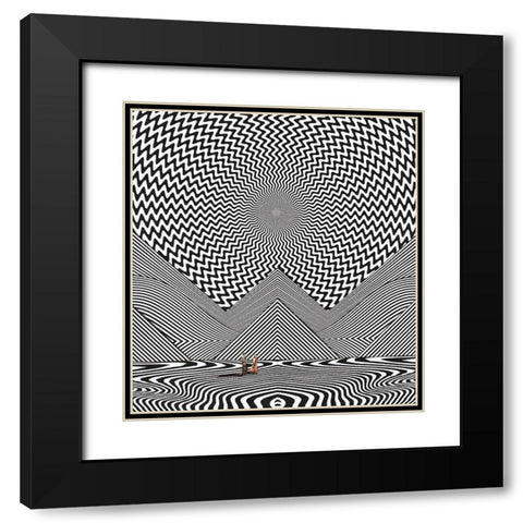 Tetrahedron Black Modern Wood Framed Art Print with Double Matting by Wonder, Howie