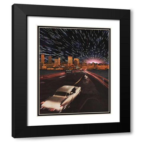 Merging Traffic Black Modern Wood Framed Art Print with Double Matting by Wonder, Howie