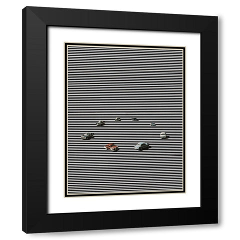 Loop Black Modern Wood Framed Art Print with Double Matting by Wonder, Howie