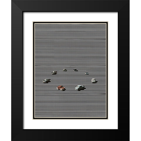 Loop Black Modern Wood Framed Art Print with Double Matting by Wonder, Howie
