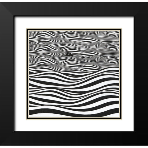Waves Black Modern Wood Framed Art Print with Double Matting by Wonder, Howie