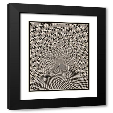 Nested Dimensions Black Modern Wood Framed Art Print with Double Matting by Wonder, Howie