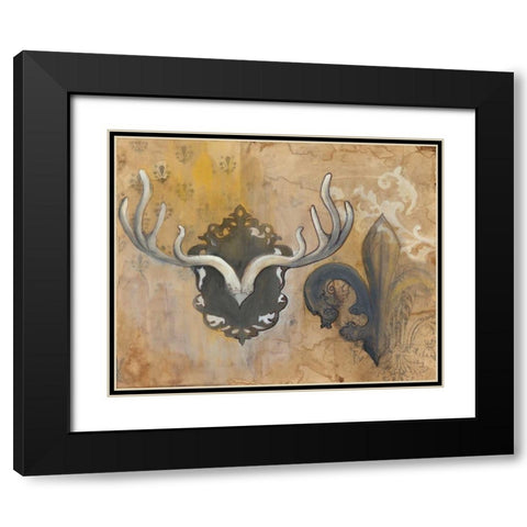 Antlers Black Modern Wood Framed Art Print with Double Matting by Adkin, Arielle