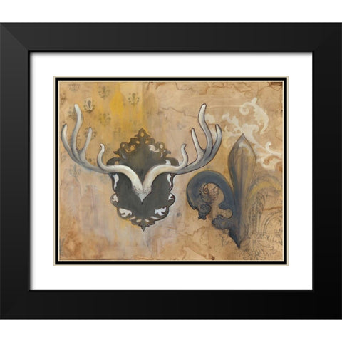 Antlers Black Modern Wood Framed Art Print with Double Matting by Adkin, Arielle