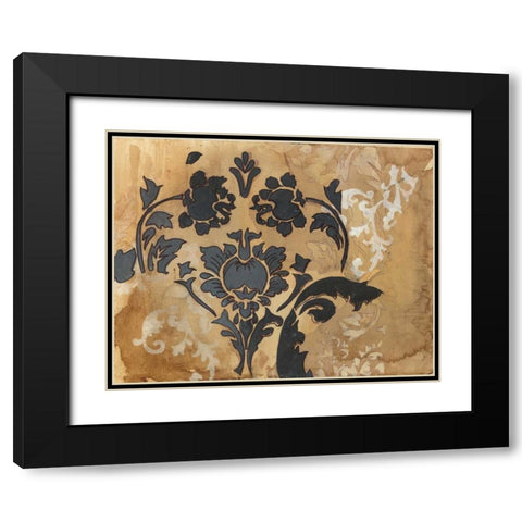Black Damask Black Modern Wood Framed Art Print with Double Matting by Adkin, Arielle