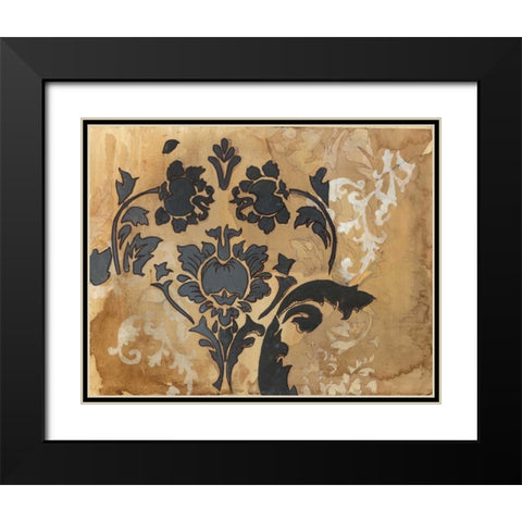Black Damask Black Modern Wood Framed Art Print with Double Matting by Adkin, Arielle