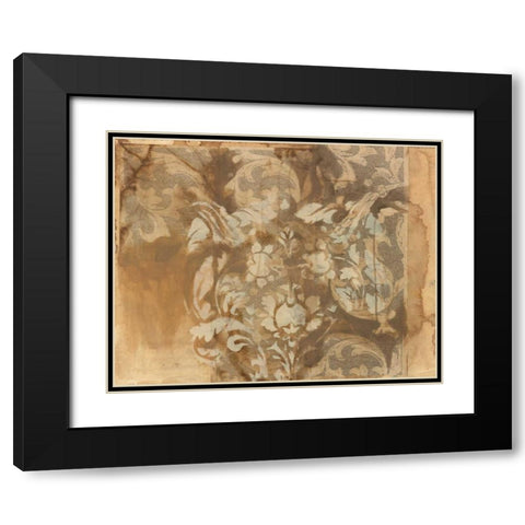 White Damask Black Modern Wood Framed Art Print with Double Matting by Adkin, Arielle