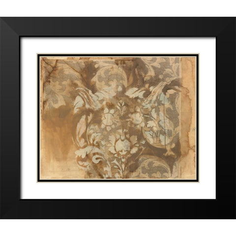 White Damask Black Modern Wood Framed Art Print with Double Matting by Adkin, Arielle