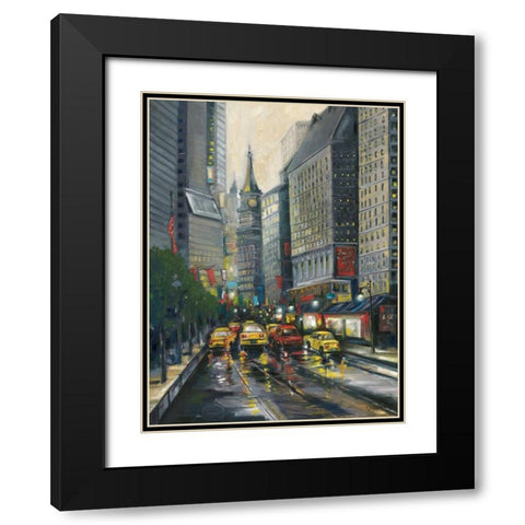 City Street I Black Modern Wood Framed Art Print with Double Matting by Adams, J.