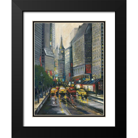 City Street I Black Modern Wood Framed Art Print with Double Matting by Adams, J.