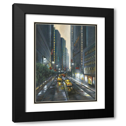 City Street II Black Modern Wood Framed Art Print with Double Matting by Adams, J.