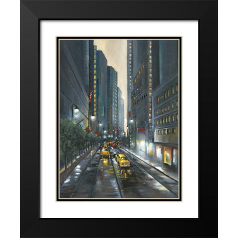 City Street II Black Modern Wood Framed Art Print with Double Matting by Adams, J.