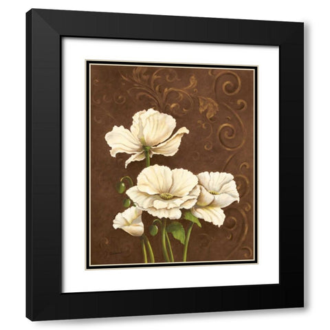 Moonlight Poppies I Black Modern Wood Framed Art Print with Double Matting by Adams, J.
