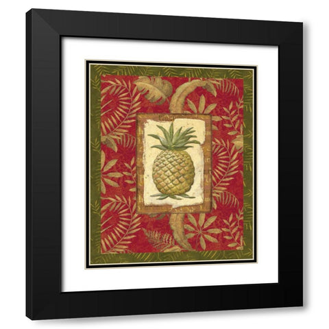 Exotica Pineapple Black Modern Wood Framed Art Print with Double Matting by Audrey, Charlene