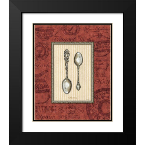 Spoon Black Modern Wood Framed Art Print with Double Matting by Audrey, Charlene
