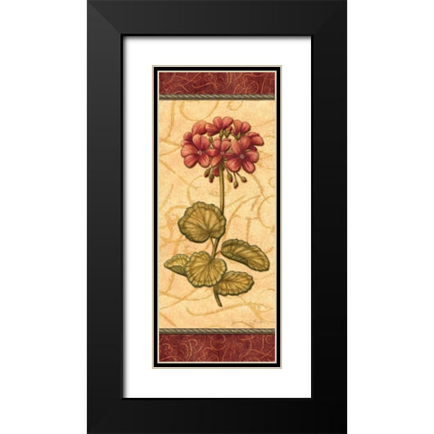 Red Passion Geranium Black Modern Wood Framed Art Print with Double Matting by Audrey, Charlene