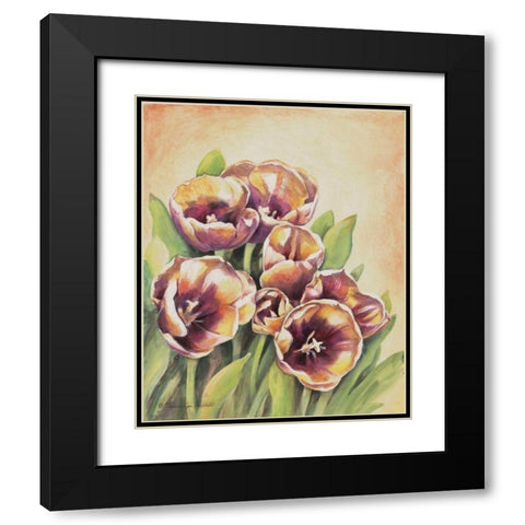 Purple Tulips I Black Modern Wood Framed Art Print with Double Matting by Babbitt, Gwendolyn