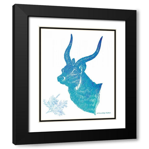 Indigo and Teal Deer II Black Modern Wood Framed Art Print with Double Matting by Babbitt, Gwendolyn